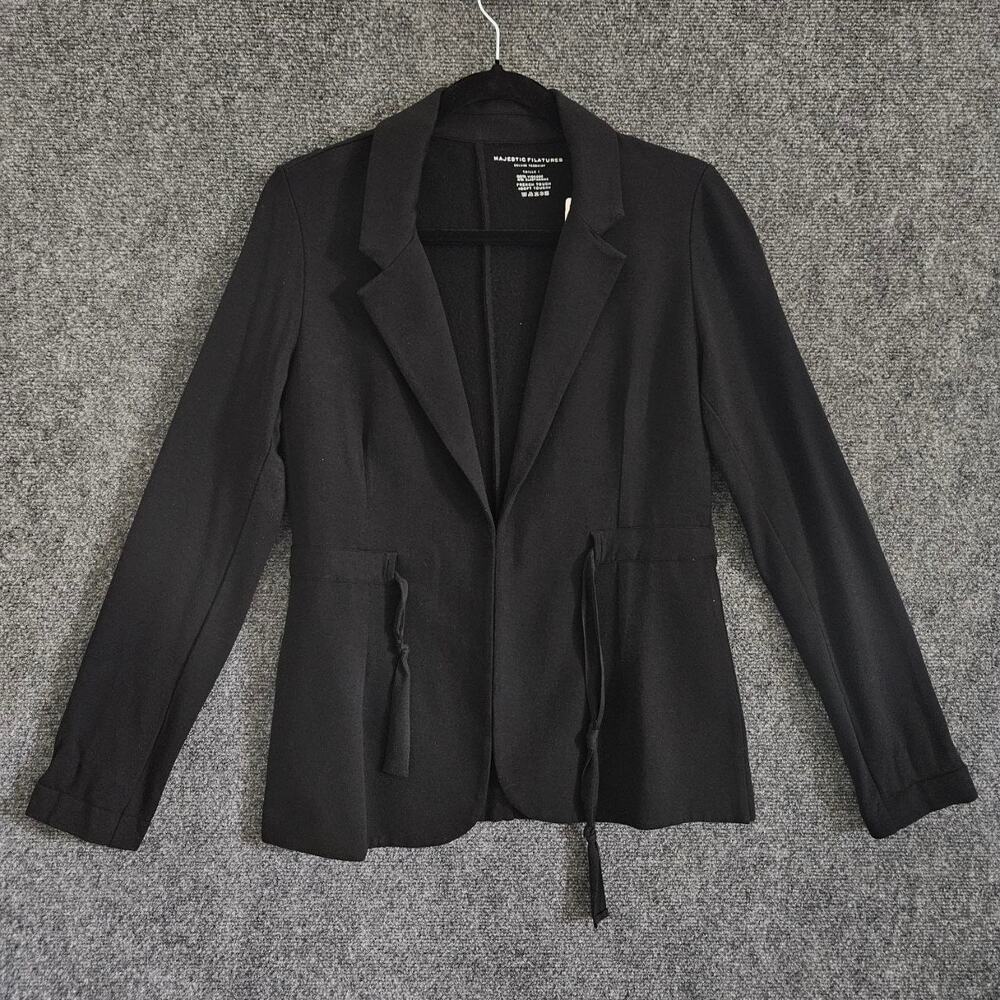 Majestic Filatures Black Wrap-Front French Terry Blazer NWT Size 1